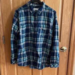 Women’s Sonoma Blue and Green Everyday Plaid Flannel Shirt